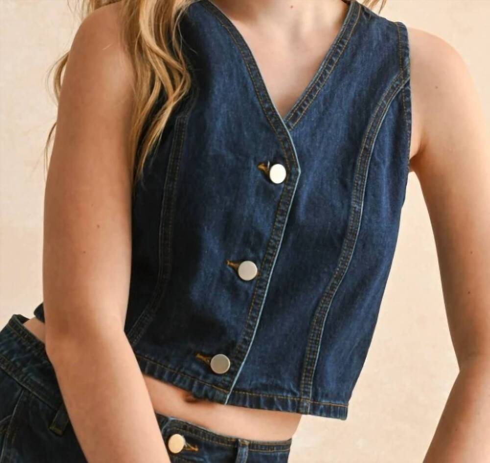 NEW MIOU MUSE women's danny vest in denim